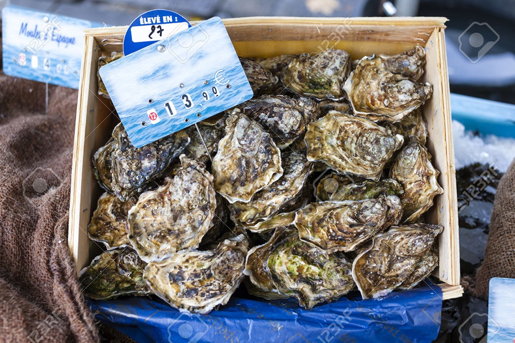 Oysters Market In Nyons Rhone Alpes France Stock Photo