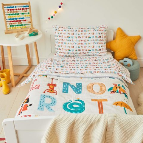 Alphabet Cot Bed Fitted Sheet Duvet Cover Pillowcase Quilt Collection