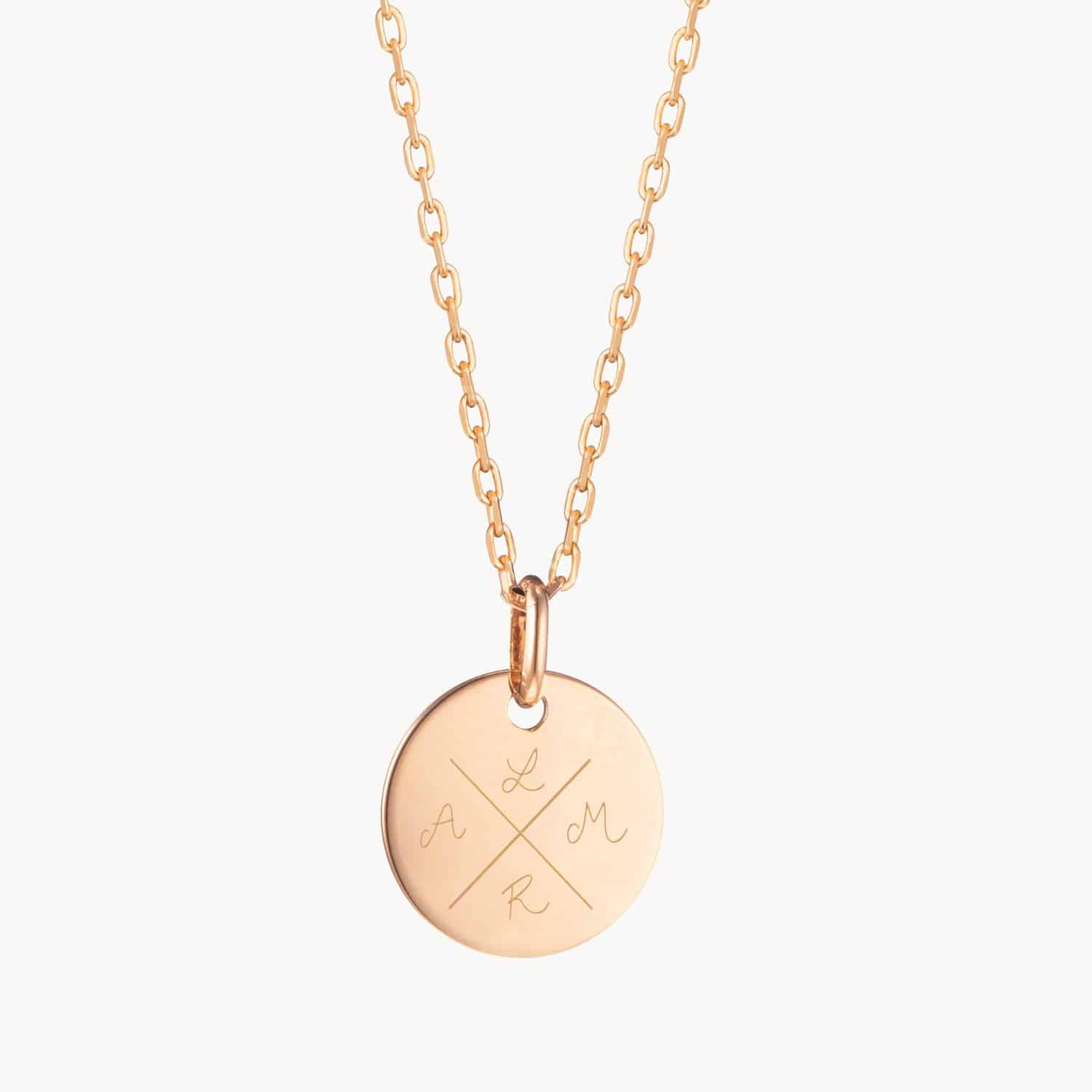 Compass Necklace Small Disc Gold Packshot Copy