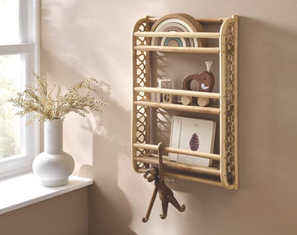 Aria Wave Rattan Tall Shelf Cameo